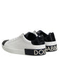 White Black Leather Portofino Sneaker Shoes