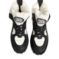 Black White Padded Lace Up Short Boots Shoes