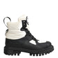 Black White Padded Lace Up Short Boots Shoes