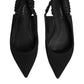 Black Crystal Charmeuse Slingback Shoes
