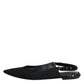 Black Crystal Charmeuse Slingback Shoes