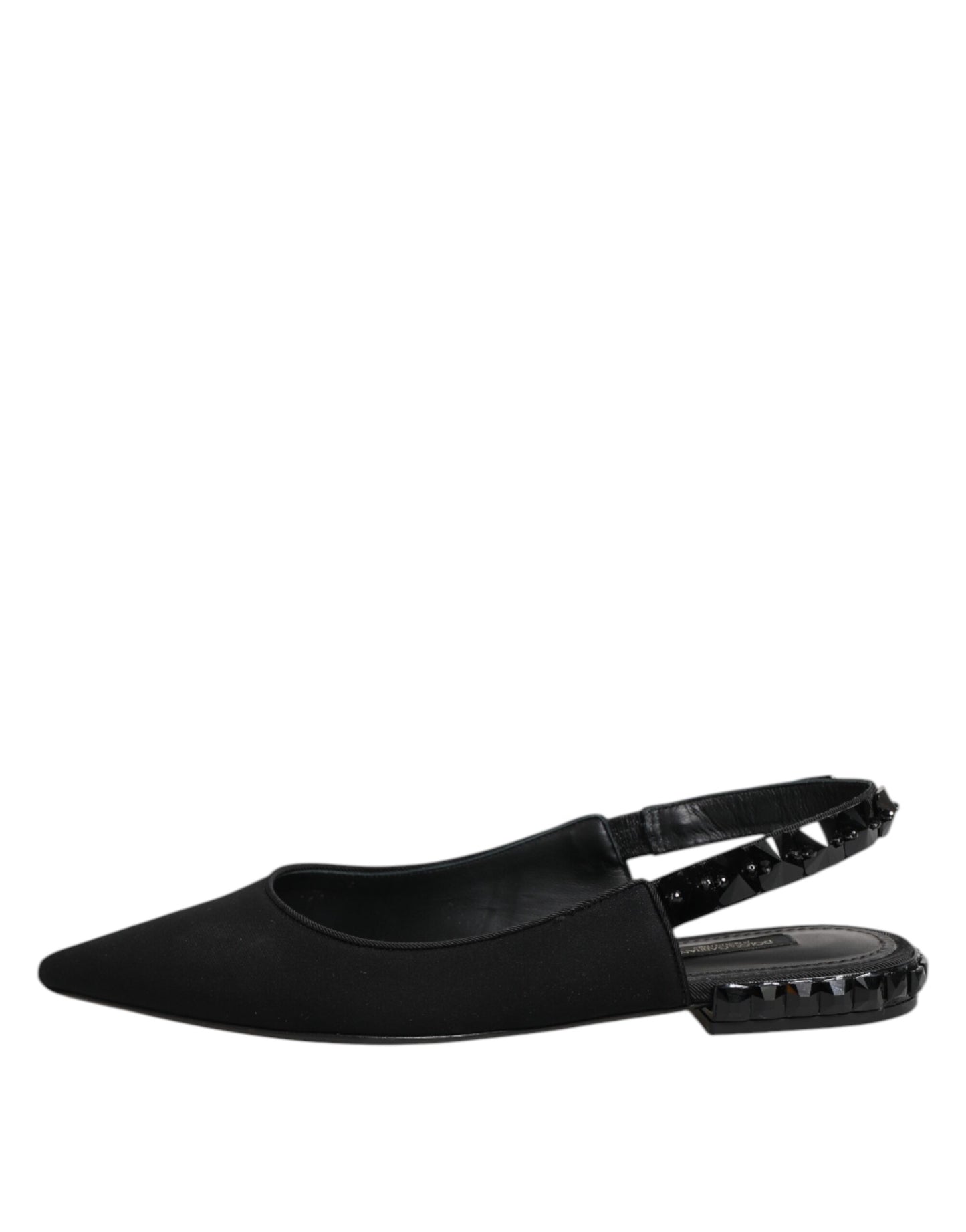 Black Crystal Charmeuse Slingback Shoes
