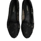 Black Taormina Lace Slip On Flats Shoes