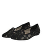 Black Taormina Lace Slip On Flats Shoes