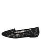 Black Taormina Lace Slip On Flats Shoes