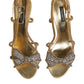 Gold Strass Ankle Strap Heels Sandals Shoes