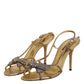 Gold Strass Ankle Strap Heels Sandals Shoes