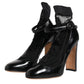 Black Leather Lace Socks Heels Pumps Shoes