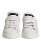 White Gold Leather Low Top Sneakers Shoes