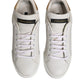 White Gold Leather Low Top Sneakers Shoes