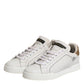 White Gold Leather Low Top Sneakers Shoes