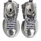 Silver Leather Super Queen Sneakers Shoes