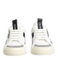 White Black Leather Low Top Sneakers Shoes