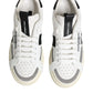White Black Leather Low Top Sneakers Shoes