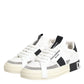 White Black Leather Low Top Sneakers Shoes
