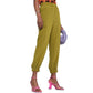 Green Elastane Cargo Pants