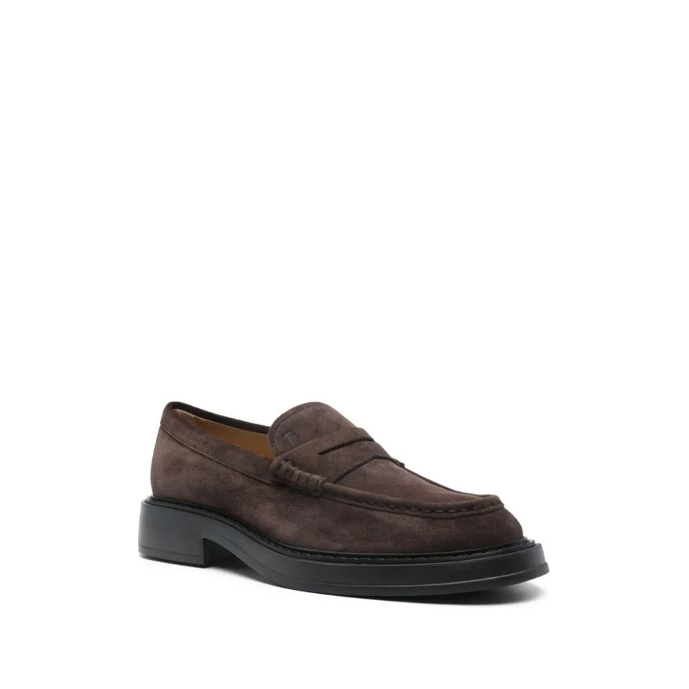 Brown Calfskin Slip-On Loafers
