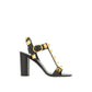 Black Calfskin Stiletto Heel Sandals
