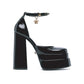 Black Calfskin Platform Pumps