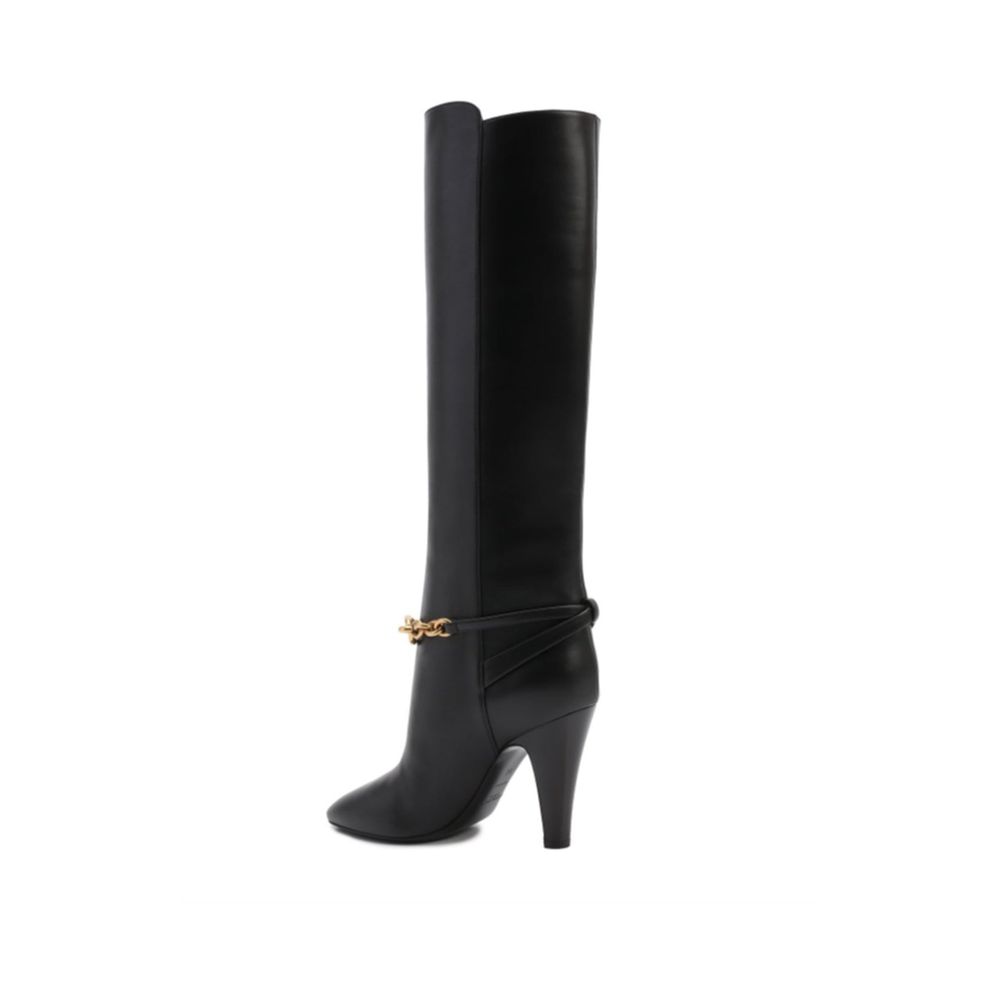 Black Calfskin High Heel Boots