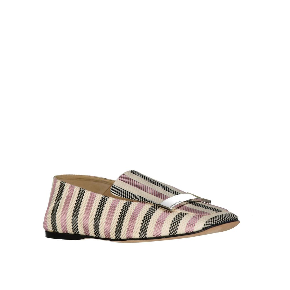 White Fabric Slip-On Loafers