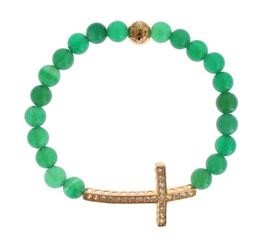 Elegant Green Jade Bead & Gold Plated Bracelet