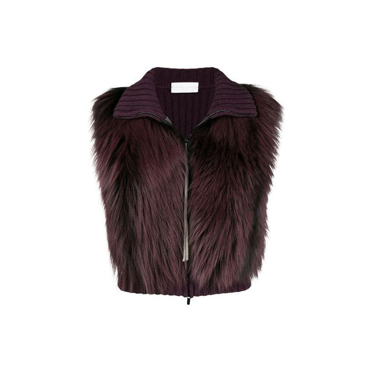 Red Merino Wool Sleveless Jacket