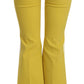 Yellow Flared Bootcut Capri Cotton Pants