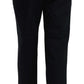Black Cropped Front Button Embellished Pants