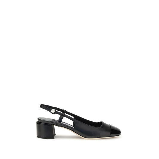 Black Calf Leather Bos Taurus Mid Heel Pumps
