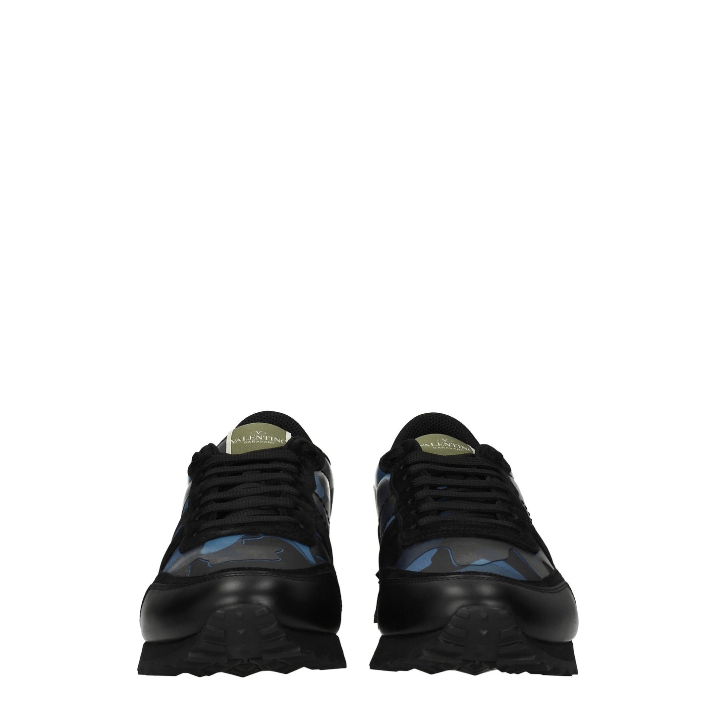 Blue Leather Low Top Sneakers