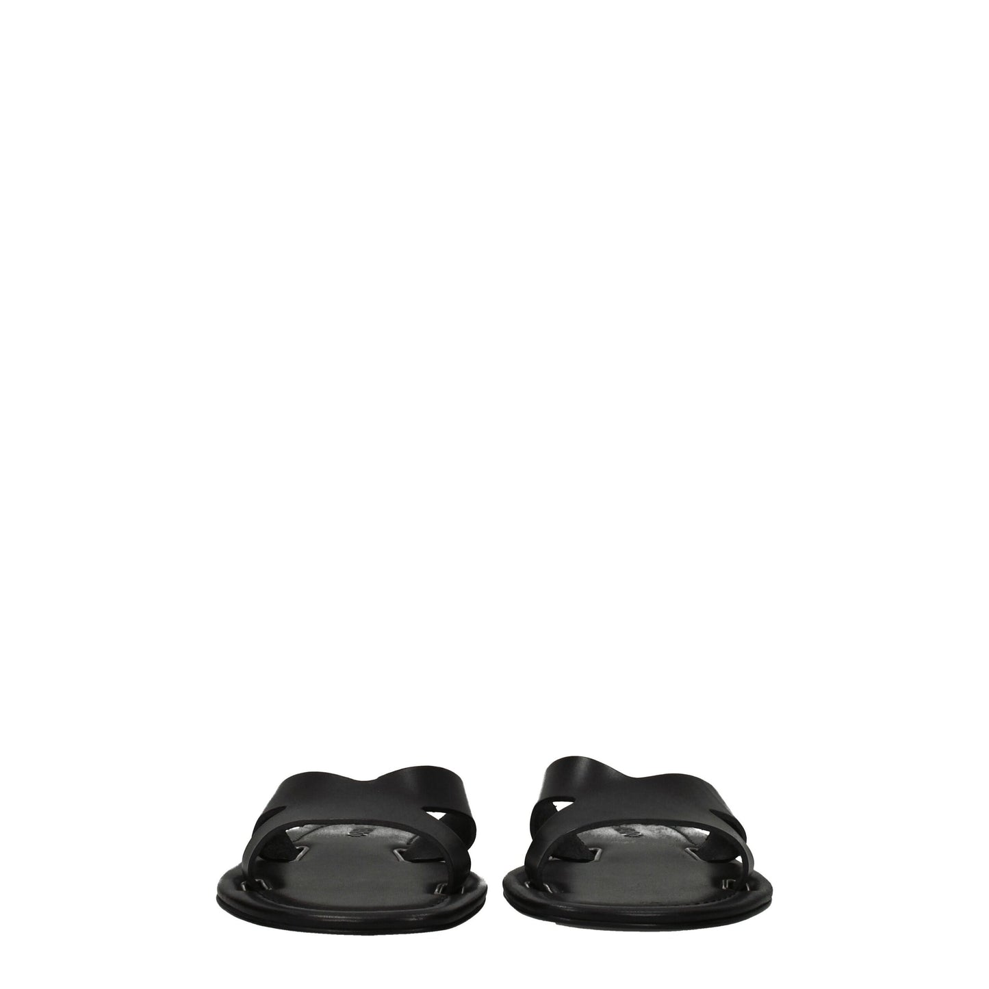 Black Leather Slippers