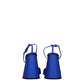 Blue Satin Platform Sandals