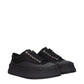 Black Fabric Chunky Sneakers