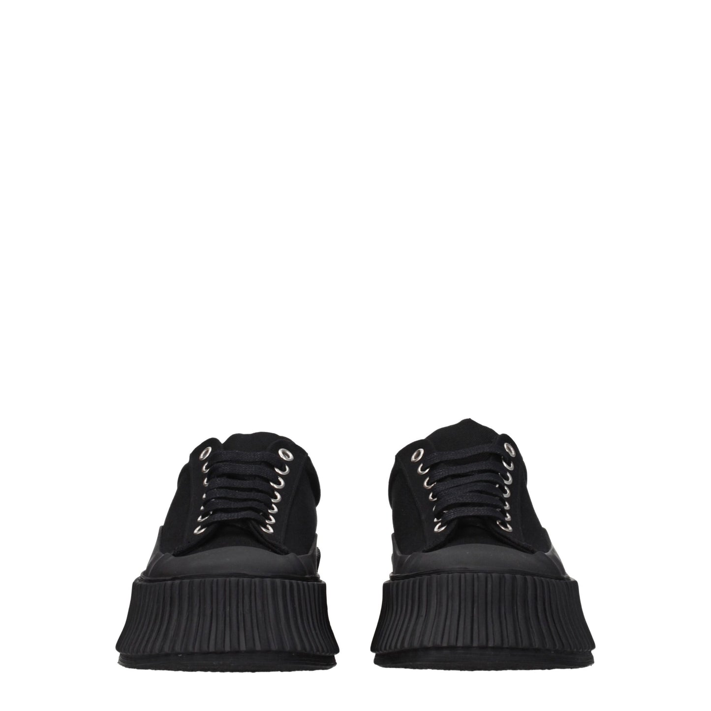 Black Fabric Chunky Sneakers