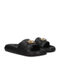 Black Leather Slippers