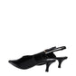 Black Leather Mid Heel Pumps