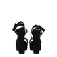 Black Satin Platform Sandals