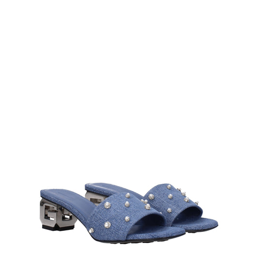 Blue Fabric Flat Sandals