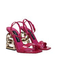 Pink Leather Stiletto Heels Sandals