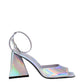Gray Leather Platform Sandals