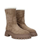 Beige Leather Ankle Boots