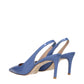 Light Blue Leather High Heel Pumps