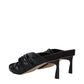 Black Leather Stiletto Heels Sandals