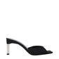 Black Satin Stiletto Heel Sandals