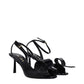 Black Leather Stiletto Heel Sandals