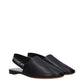 Black Leather Mules