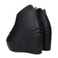 Black Cotton Wedge Sandals