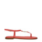 Pink Leather Flip-Flop Sandals