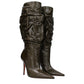 Green Leather High Heel Boots